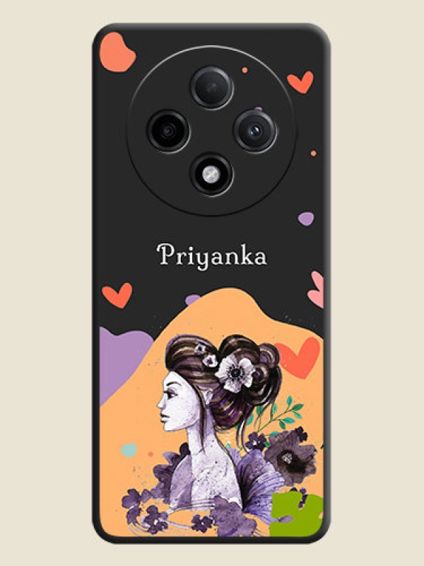 Custom Namecase For Her With Fancy Lady Image On Space Black Custom Soft Matte Mobile Back Cover - Oppo F27 Pro Plus 5G