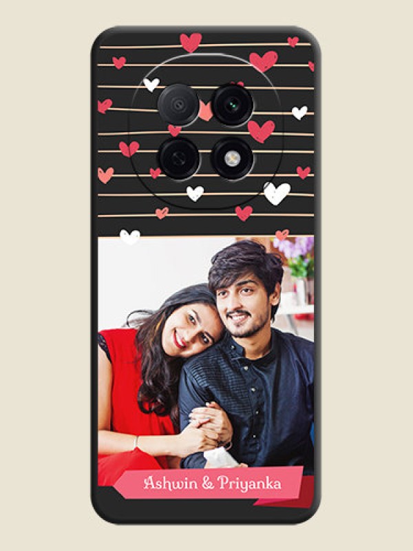 Custom Love Pattern with Name on Pink Ribbon on Photo On Space Black Custom Soft Matte Mobile Back Cover - Oppo F29 5G