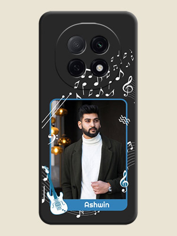 Custom Musical Theme Design with Text on Photo On Space Black Custom Soft Matte Mobile Back Cover - Oppo F29 5G