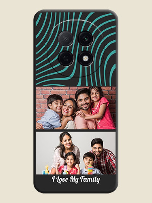 Custom Wave Pattern with 2 Image Holder On Space Black Custom Soft Matte Mobile Back Cover - Oppo F29 5G