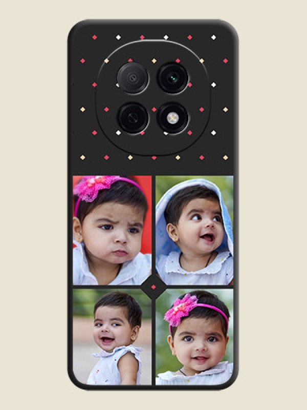 Custom Multicolor Dotted Pattern with 4 Image Holder On Space Black Custom Soft Matte Mobile Back Cover - Oppo F29 5G
