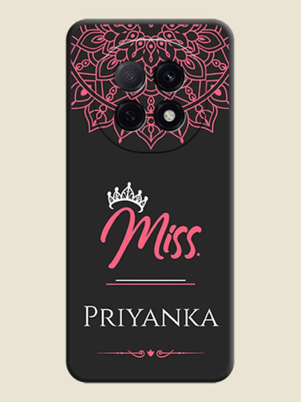 Custom Mrs Name with Floral Design On Space Black Custom Soft Matte Mobile Back Cover - Oppo F29 5G