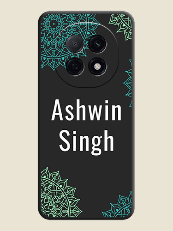 Custom Your Name with Floral Design On Space Black Custom Soft Matte Mobile Back Cover - Oppo F29 5G