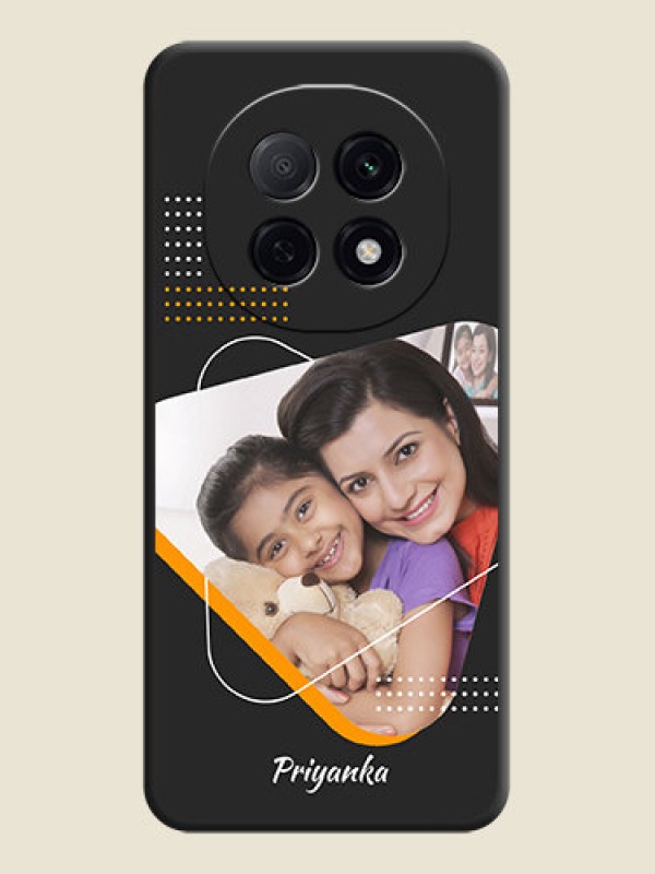 Custom Yellow Triangle on Photo On Space Black Custom Soft Matte Mobile Back Cover - Oppo F29 5G