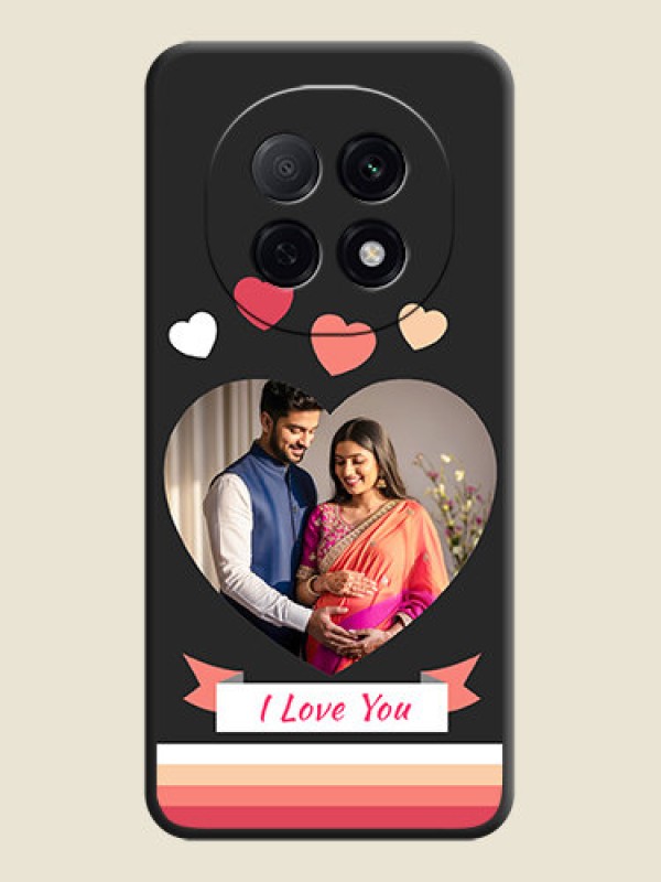 Custom Love Shaped Photo with Colorful Stripes On Space Black Custom Soft Matte Mobile Back Cover - Oppo F29 Pro 5G