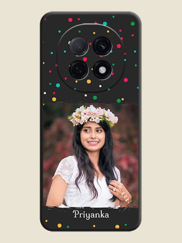 Custom Multicolor Dotted Pattern with Text On Space Black Custom Soft Matte Mobile Back Cover - Oppo F29 Pro 5G