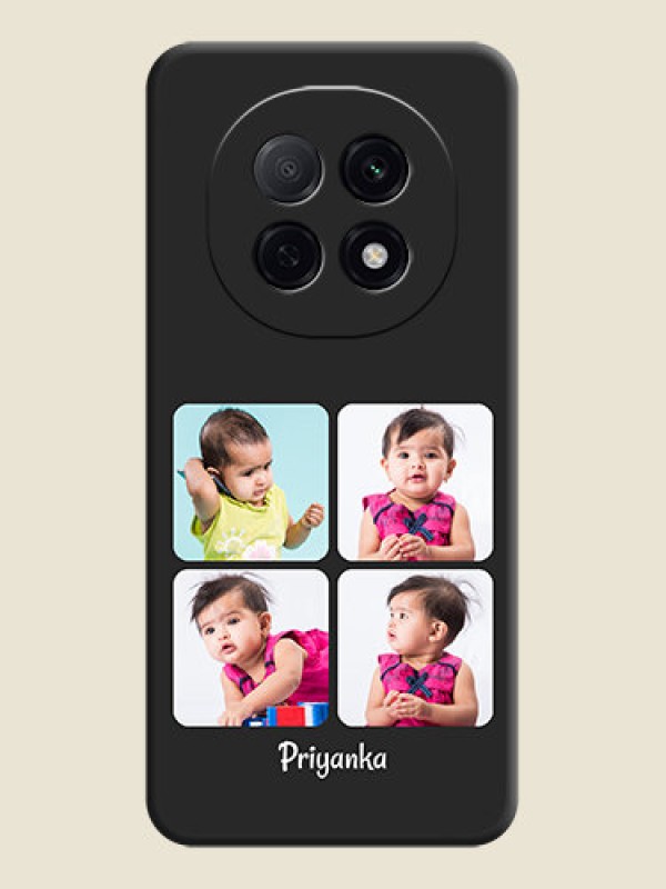 Custom Floral Art with 6 Image Holder on Photo On Space Black Custom Soft Matte Mobile Back Cover - Oppo F29 Pro 5G