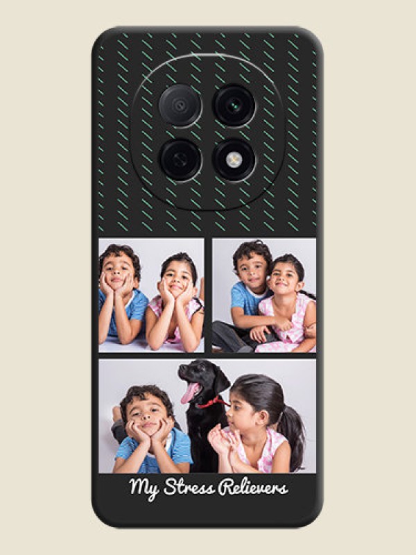 Custom Cross Dotted Pattern with 2 Image Holder On Space Black Custom Soft Matte Mobile Back Cover - Oppo F29 Pro 5G