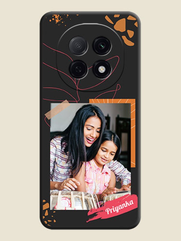 Custom Orange Photo Frame On Space Black Custom Soft Matte Mobile Back Cover - Oppo F29 Pro 5G