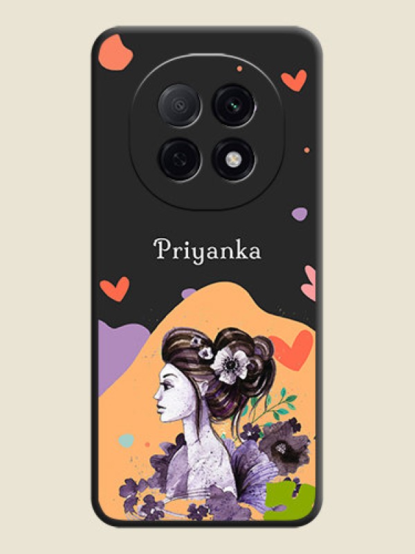 Custom Namecase For Her With Fancy Lady Image On Space Black Custom Soft Matte Mobile Back Cover - Oppo F29 Pro 5G