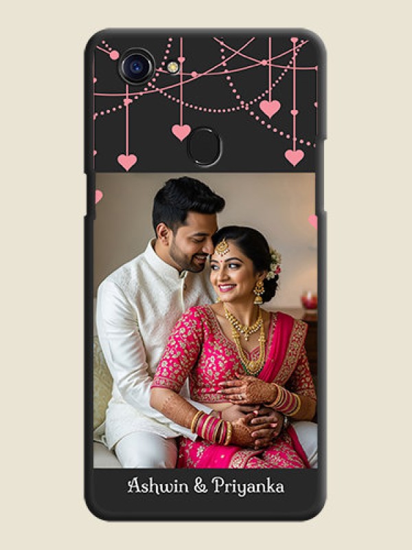 Custom Pink Love Hangings with Text on Space Black Custom Soft Matte Back Cover - Oppo F5 Youth