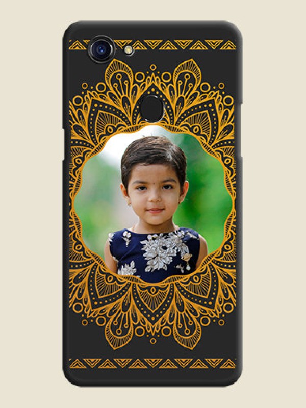 Custom Round Image with Floral Design on Photo on Space Black Soft Matte Mobile Cover - Oppo F5 Youth