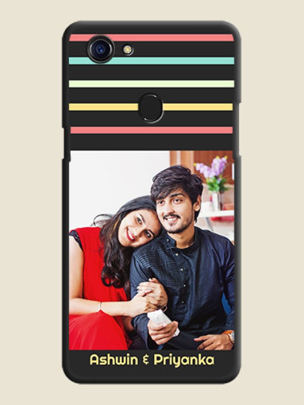 Custom Color Stripes with Photo and Text on Photo on Space Black Soft Matte Mobile Case - Oppo F5 Youth