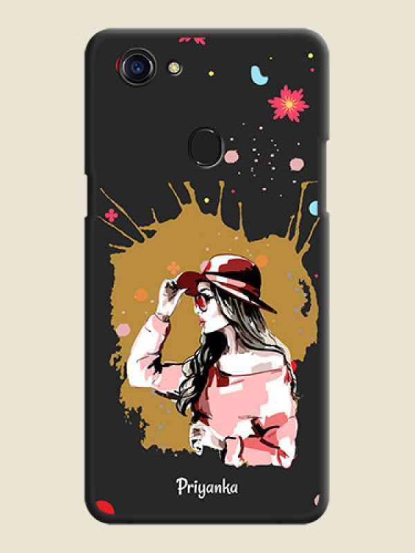 Custom Mordern Lady With Color Splash Background With Custom Text On Space Black Personalized Soft Matte Phone Covers -Oppo F5 Youth