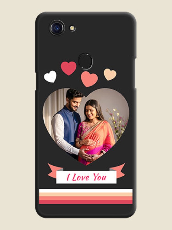 Custom Love Shaped Photo with Colorful Stripes on Personalised Space Black Soft Matte Cases - Oppo F5
