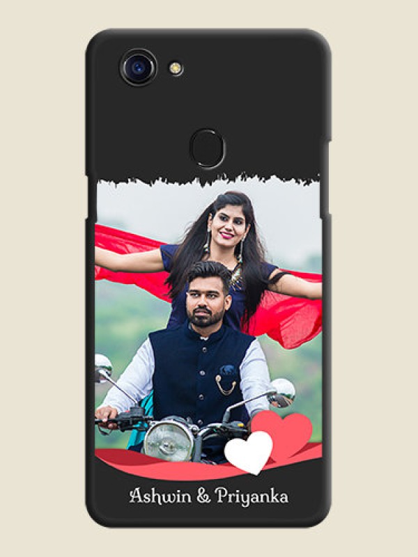 Custom Pin Color Love Shaped Ribbon Design with Text on Space Black Custom Soft Matte Phone Back Cover - Oppo F5
