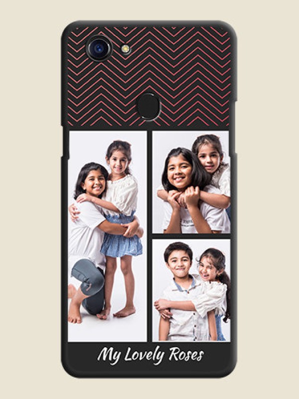 Custom Wave Pattern with 3 Image Holder on Space Black Custom Soft Matte Back Cover - Oppo F5