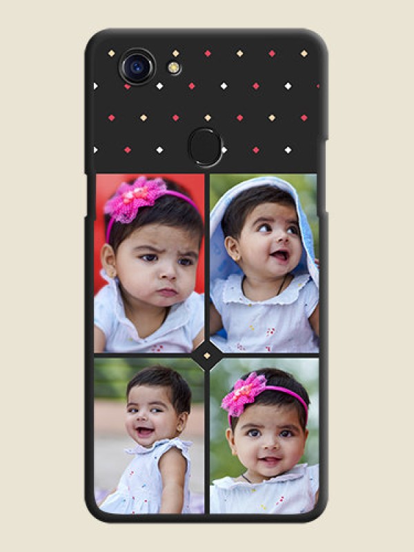 Custom Multicolor Dotted Pattern with 4 Image Holder on Space Black Custom Soft Matte Phone Cases - Oppo F5