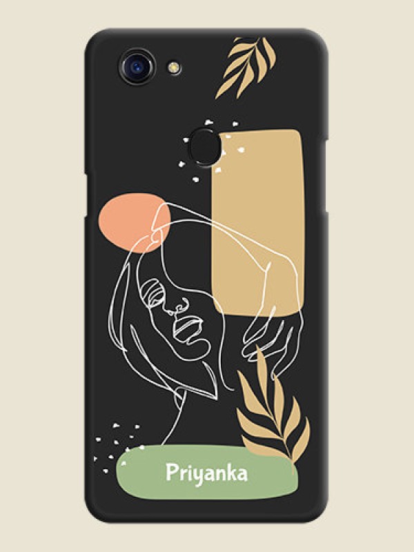 Custom Custom Text With Line Art Of Women & Leaves Design On Space Black Personalized Soft Matte Phone Covers -Oppo F5