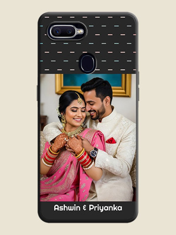 Custom Line Pattern Design with Text on Space Black Custom Soft Matte Phone Back Cover - Oppo F9 Pro