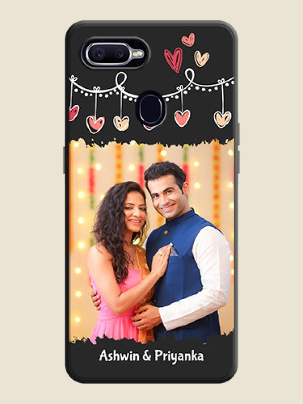 Custom Pink Love Hangings with Name on Space Black Custom Soft Matte Phone Cases - Oppo F9