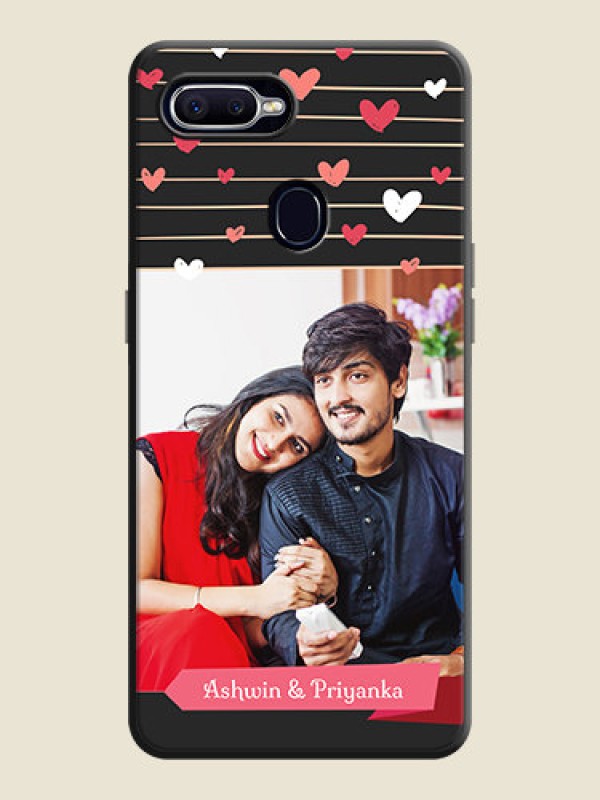 Custom Love Pattern with Name on Pink Ribbon  - Photo on Space Black Soft Matte Back Cover - Oppo F9