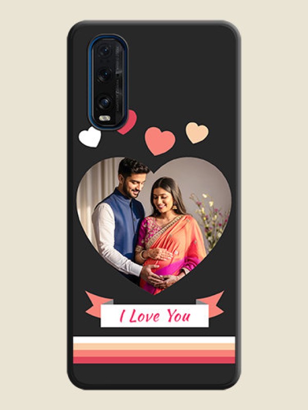 Custom Love Shaped Photo with Colorful Stripes on Personalised Space Black Soft Matte Cases - Oppo Find X2