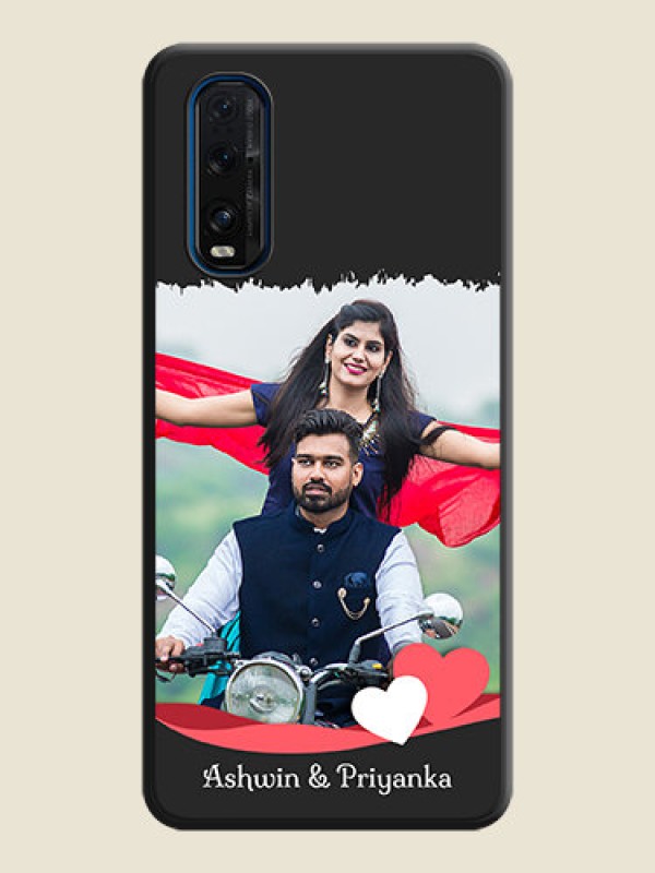 Custom Pin Color Love Shaped Ribbon Design with Text on Space Black Custom Soft Matte Phone Back Cover - Oppo Find X2