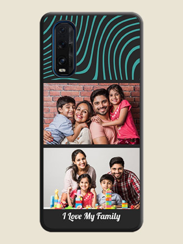 Custom Wave Pattern with 2 Image Holder on Space Black Personalized Soft Matte Phone Covers - Oppo Find X2