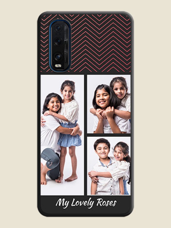Custom Wave Pattern with 3 Image Holder on Space Black Custom Soft Matte Back Cover - Oppo Find X2