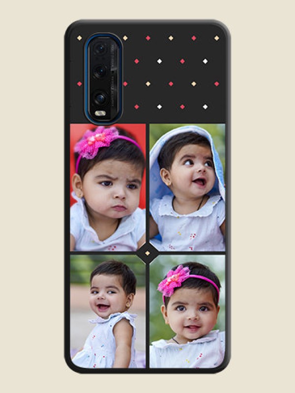 Custom Multicolor Dotted Pattern with 4 Image Holder on Space Black Custom Soft Matte Phone Cases - Oppo Find X2