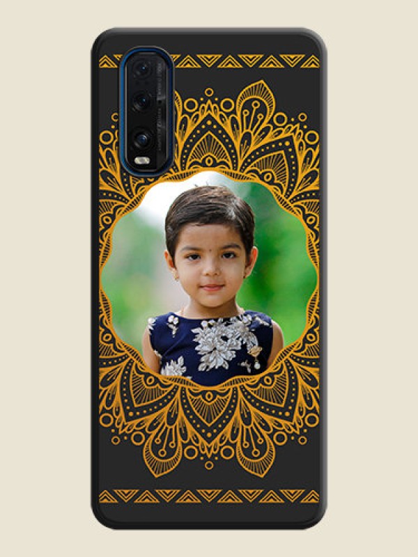 Custom Round Image with Floral Design on Photo on Space Black Soft Matte Mobile Cover - Oppo Find X2