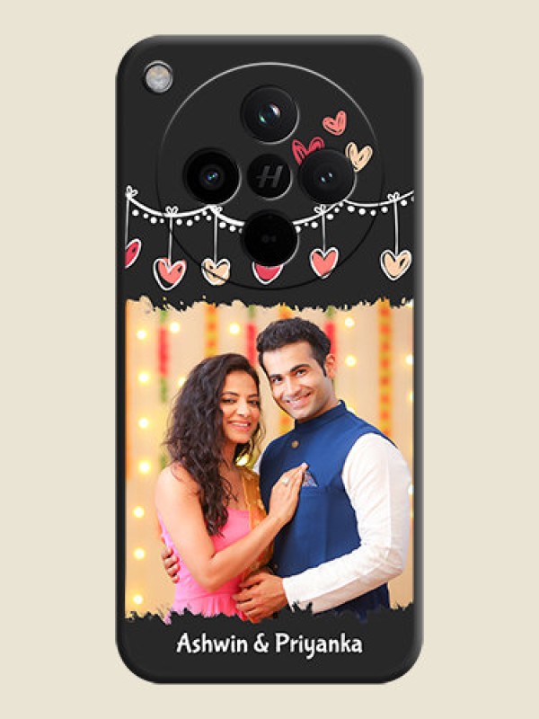 Custom Pink Love Hangings with Name On Space Black Custom Soft Matte Mobile Back Cover - Oppo Find X8 5G