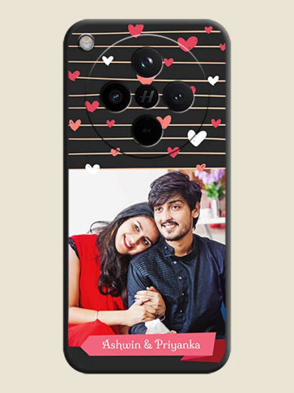 Custom Love Pattern with Name on Pink Ribbon on Photo On Space Black Custom Soft Matte Mobile Back Cover - Oppo Find X8 5G