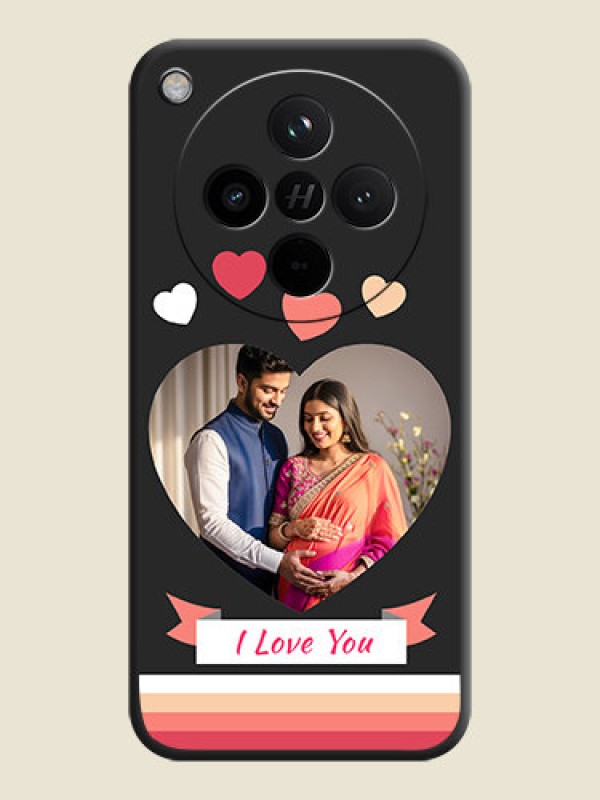 Custom Love Shaped Photo with Colorful Stripes On Space Black Custom Soft Matte Mobile Back Cover - Oppo Find X8 5G