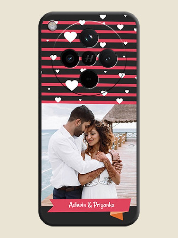 Custom White Color Love Symbols with Pink Lines Pattern On Space Black Custom Soft Matte Mobile Back Cover - Oppo Find X8 5G