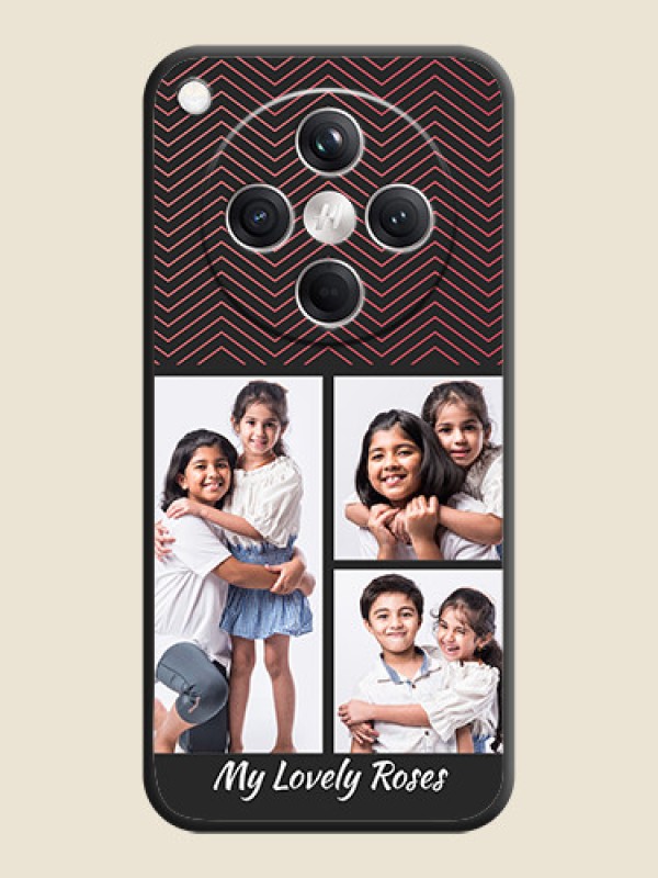 Custom Wave Pattern with 3 Image Holder On Space Black Custom Soft Matte Mobile Back Cover - Oppo Find X8 5G