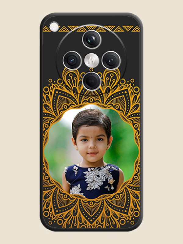 Custom Round Image with Floral Design On Space Black Custom Soft Matte Mobile Back Cover - Oppo Find X8 5G