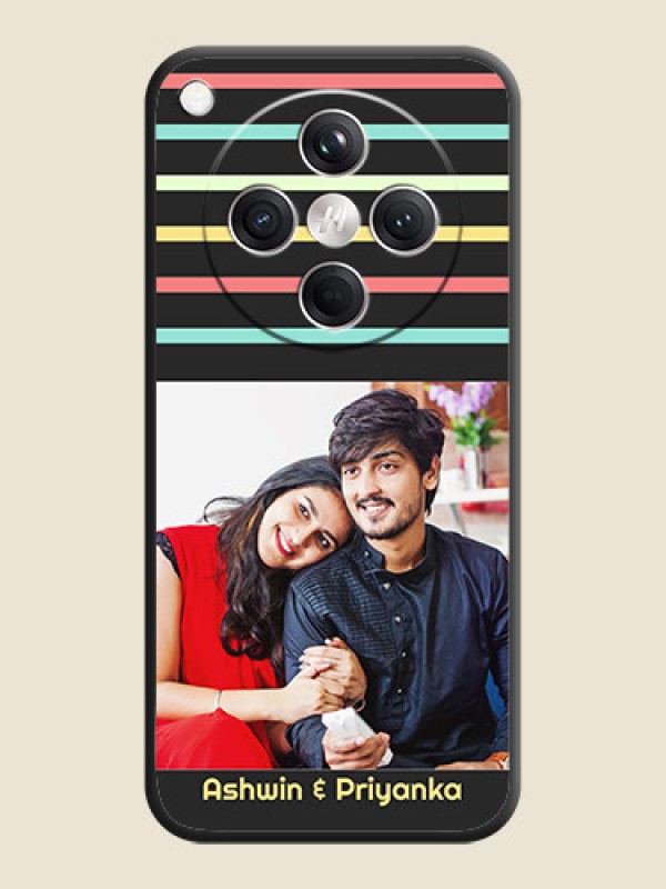 Custom Color Stripes with Photo and Text on Photo On Space Black Custom Soft Matte Mobile Back Cover - Oppo Find X8 5G