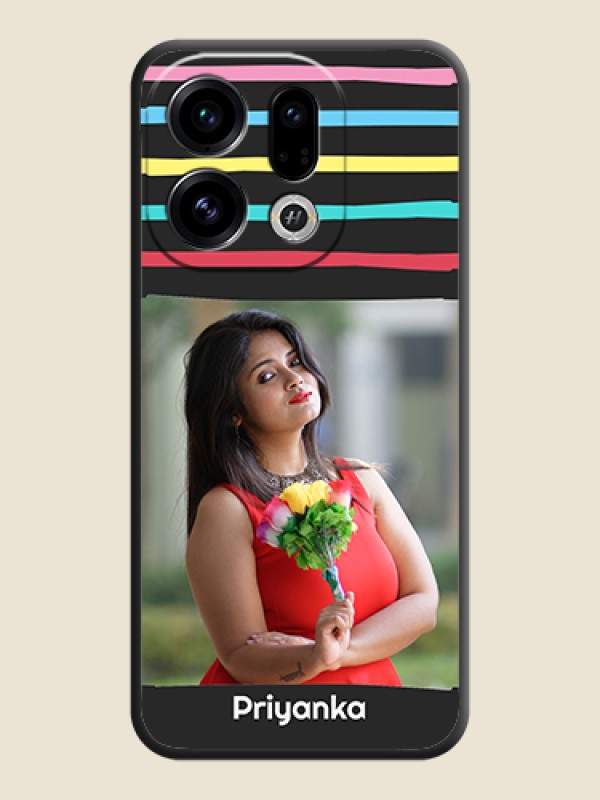 Custom Multicolor Lines with Image On Space Black Custom Soft Matte Mobile Back Cover - Oppo Find X9 5G