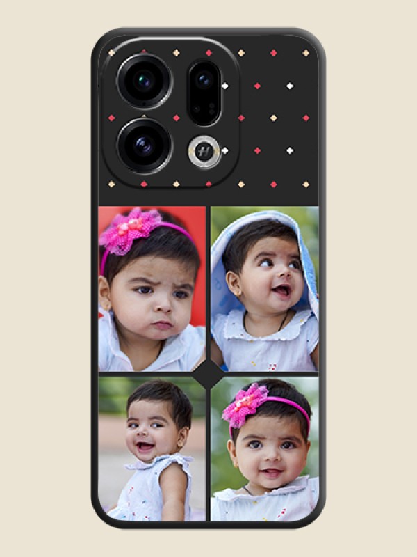 Custom Multicolor Dotted Pattern with 4 Image Holder On Space Black Custom Soft Matte Mobile Back Cover - Oppo Find X9 5G