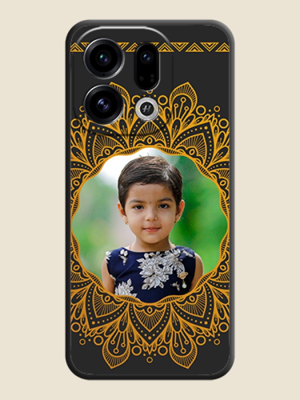 Custom Round Image with Floral Design On Space Black Custom Soft Matte Mobile Back Cover - Oppo Find X9 5G