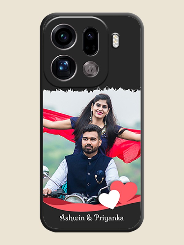 Custom Pin Color Love Shaped Ribbon Design with Text On Space Black Custom Soft Matte Mobile Back Cover - Oppo Find X9 Pro 5G