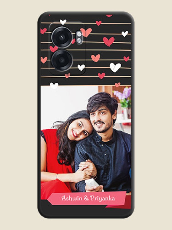 Custom Love Pattern with Name on Pink Ribbon  on Photo on Space Black Soft Matte Back Cover - Oppo K10 5G