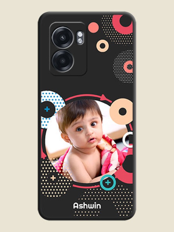 Custom Multicoloured Round Image on Personalised Space Black Soft Matte Cases - Oppo K10 5G