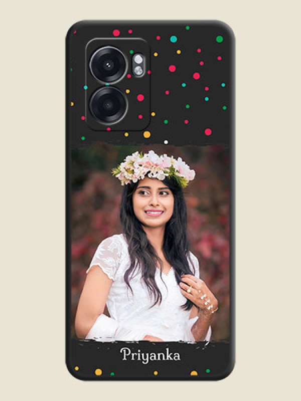 Custom Multicolor Dotted Pattern with Text on Space Black Custom Soft Matte Phone Back Cover - Oppo K10 5G