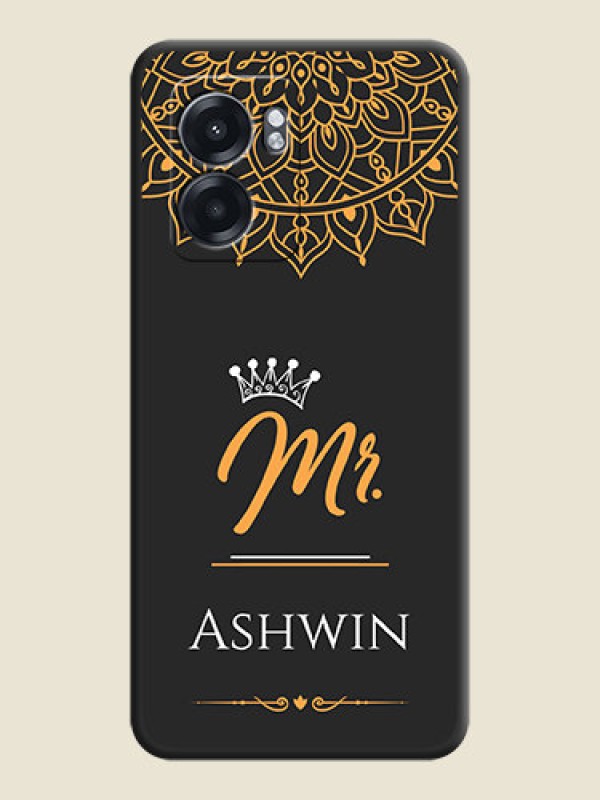 Custom Mr Name with Floral Design  on Personalised Space Black Soft Matte Cases - Oppo K10 5G