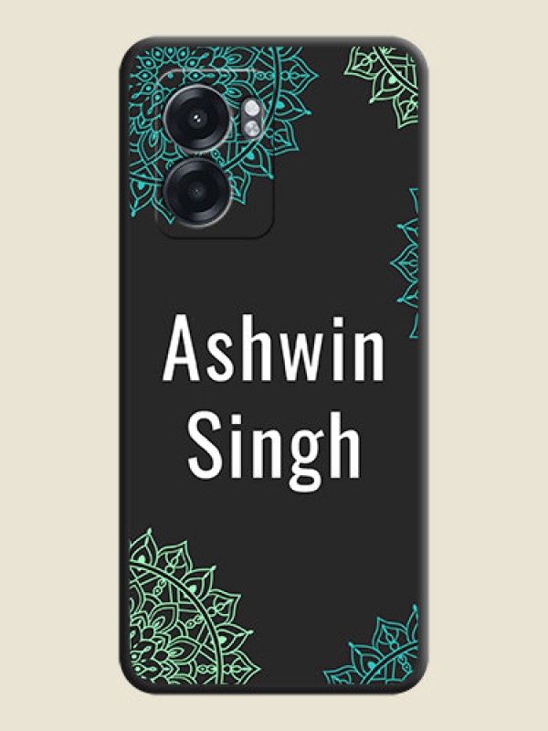 Custom Your Name with Floral Design on Space Black Custom Soft Matte Back Cover - Oppo K10 5G