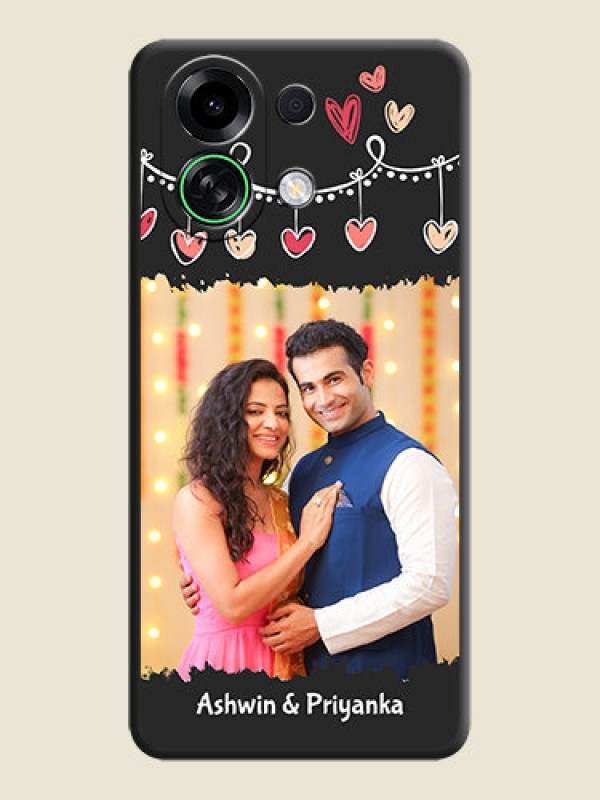 Custom Pink Love Hangings with Name On Space Black Custom Soft Matte Mobile Back Cover - Oppo K13 Turbo 5G