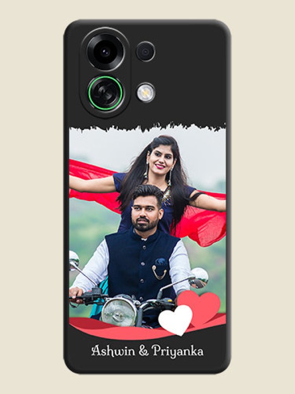 Custom Pin Color Love Shaped Ribbon Design with Text On Space Black Custom Soft Matte Mobile Back Cover - Oppo K13 Turbo 5G